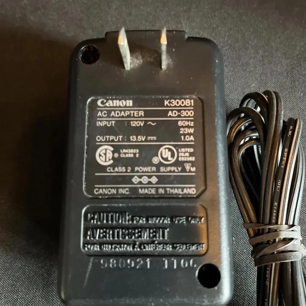 Canon K30081 AC Adapter AD-300 Input 120V Output 13.5V Printer Power Supply